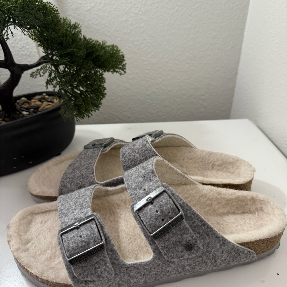 Birkenstock Gray and Cream Men's Sandals - Picture 4 of 6